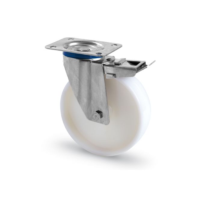 Ruota Nylon Supporto Inox-Girevole con Freno diam.80