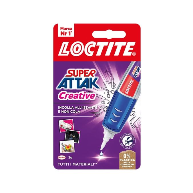  Loctite Super Attak Creative, Colla liquida trasparente, 3 g | Extra forte, Con applicatore