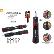 Cacciavite Portainserti a Cricchetto +10 Inserti nel serbatoio
