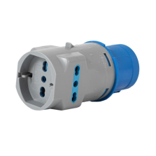 Adattatore industriale 2P+T 16A / 2x2P+T 10/16A bipasso + schuko Vb Electric VB-73100