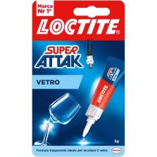  Loctite Super Attak Vetro, Colla per vetro di alta qualità, 3 g | Incollaggio istantaneo, Durevole, Riutilizzabile, Trasparente