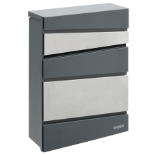 Cassetta Postale Lettere A4 con Tetto modello Flysch mm.275x105x365h Inox/Antracite Arregui Domus