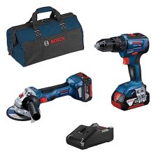 BOSCH KIT GWS 18V+GSB 18V-55 con 2 Batterie da 4.0ah