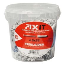 Tasselli e viti 6 x 33 mm secchiello da 300pz FIXIT Friulsider Univesali