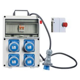 QUADRO ELETTRICO INDUSTRIALE 4 PRESE MONOF.+PULSANTE EMERGENZA+MESSA A TERRA