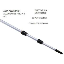 Asta Telescopica Professionale Alluminio 6 mt - 4sezioni - regolabile multiuso con attacco universale