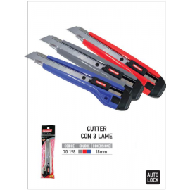 Cutter Taglierino 18mm Colorato + 3 Lame