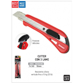 Cutter Taglierino 18mm Metal + 3 Lame