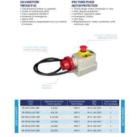SALVAMOTORE TRIFASE VB-SP  6,3/10A-380 400V INDUSTRIALE con pulsante di emergenza