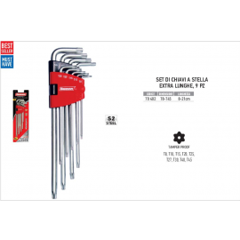 Set 9pz Chiavini TORX Extra Lunghi T8-T45